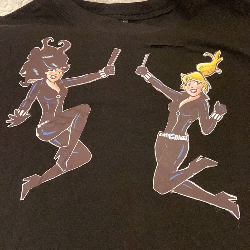 Black Crop Top with Cartoon Characters​​​​​ - Picture 3 of 6